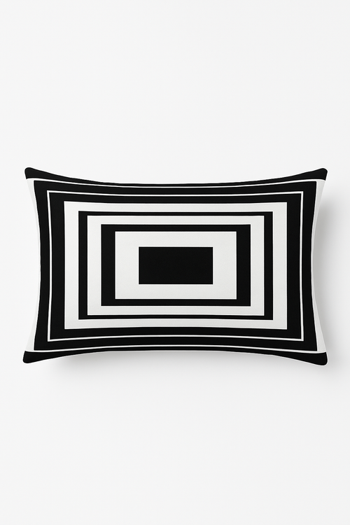 housse de coussin géométrique marbré noir et blanc 30 x 50 cm