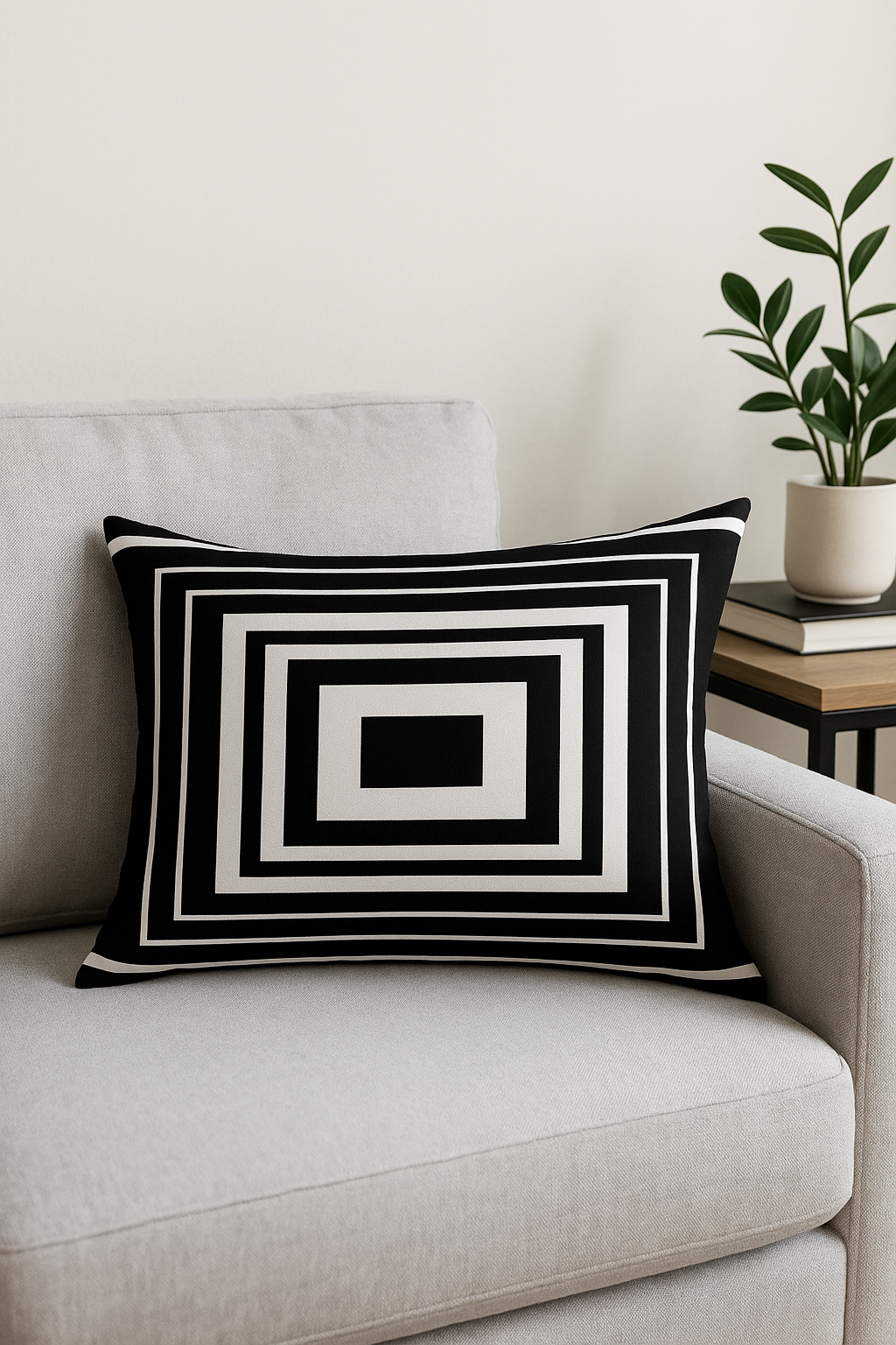housse de coussin géométrique marbré noir et blanc 30 x 50 cm - vue 3 sur 2
