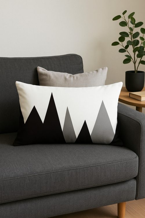 housse de coussin géométrique noir et jaune 30 x 50 cm