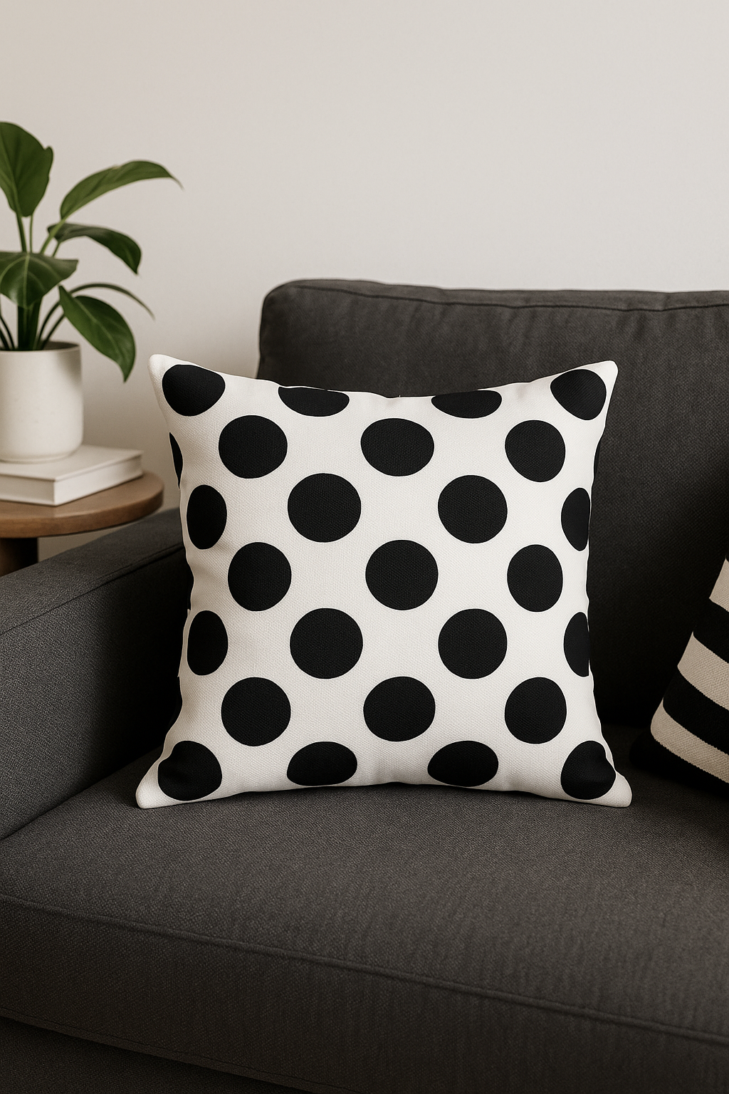 housse de coussin géométrique noire et blanche design moderne - vue 3 sur 2