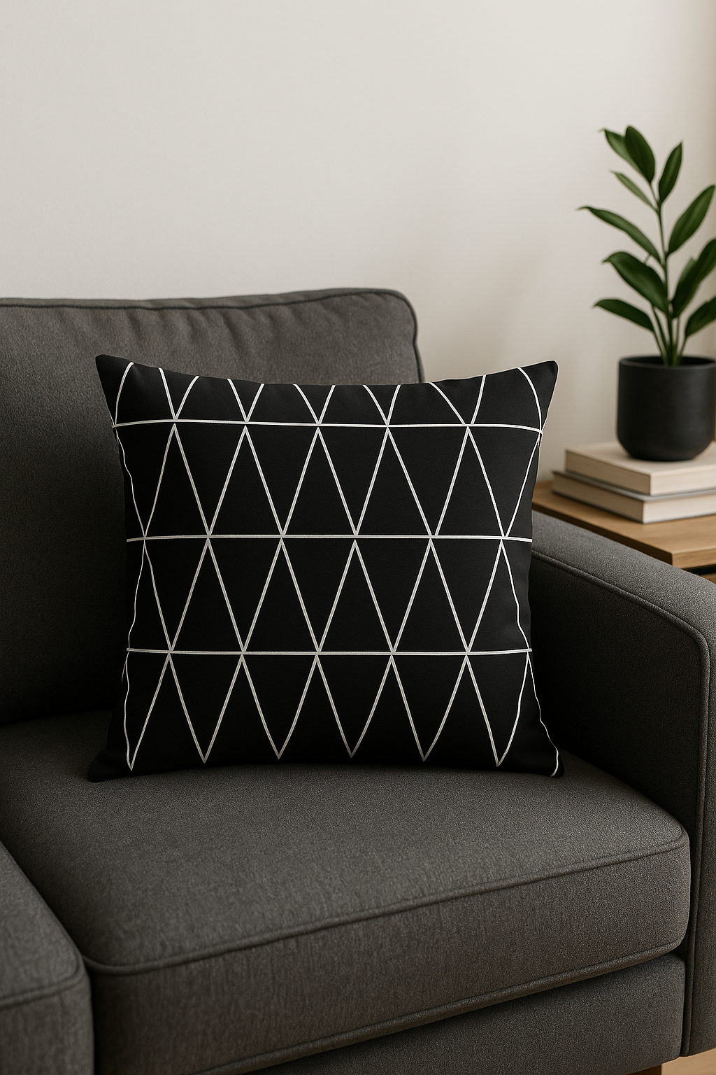 housse de coussin géométrique noire et blanche élégante