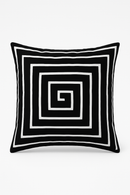 housse de coussin géométrique noire et blanche ondulée