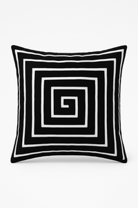 housse de coussin géométrique noire et blanche ondulée