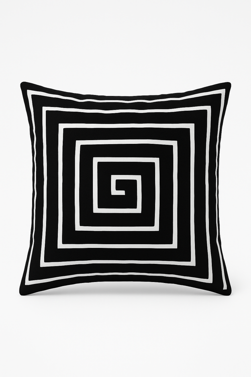housse de coussin géométrique noire et blanche ondulée