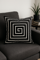 housse de coussin géométrique noire et blanche ondulée