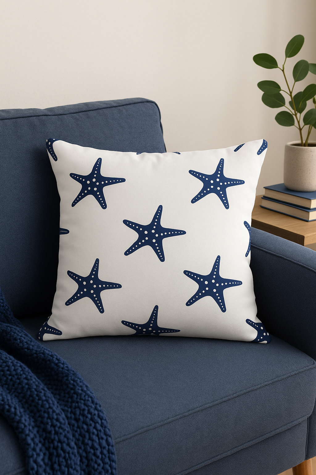 housse de coussin géométrique nordique bleu marine élégante moderne - vue 3 sur 2