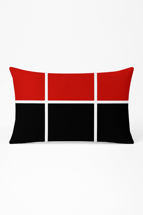housse de coussin géométrique nordique jaune et rouge 30 x 50 cm