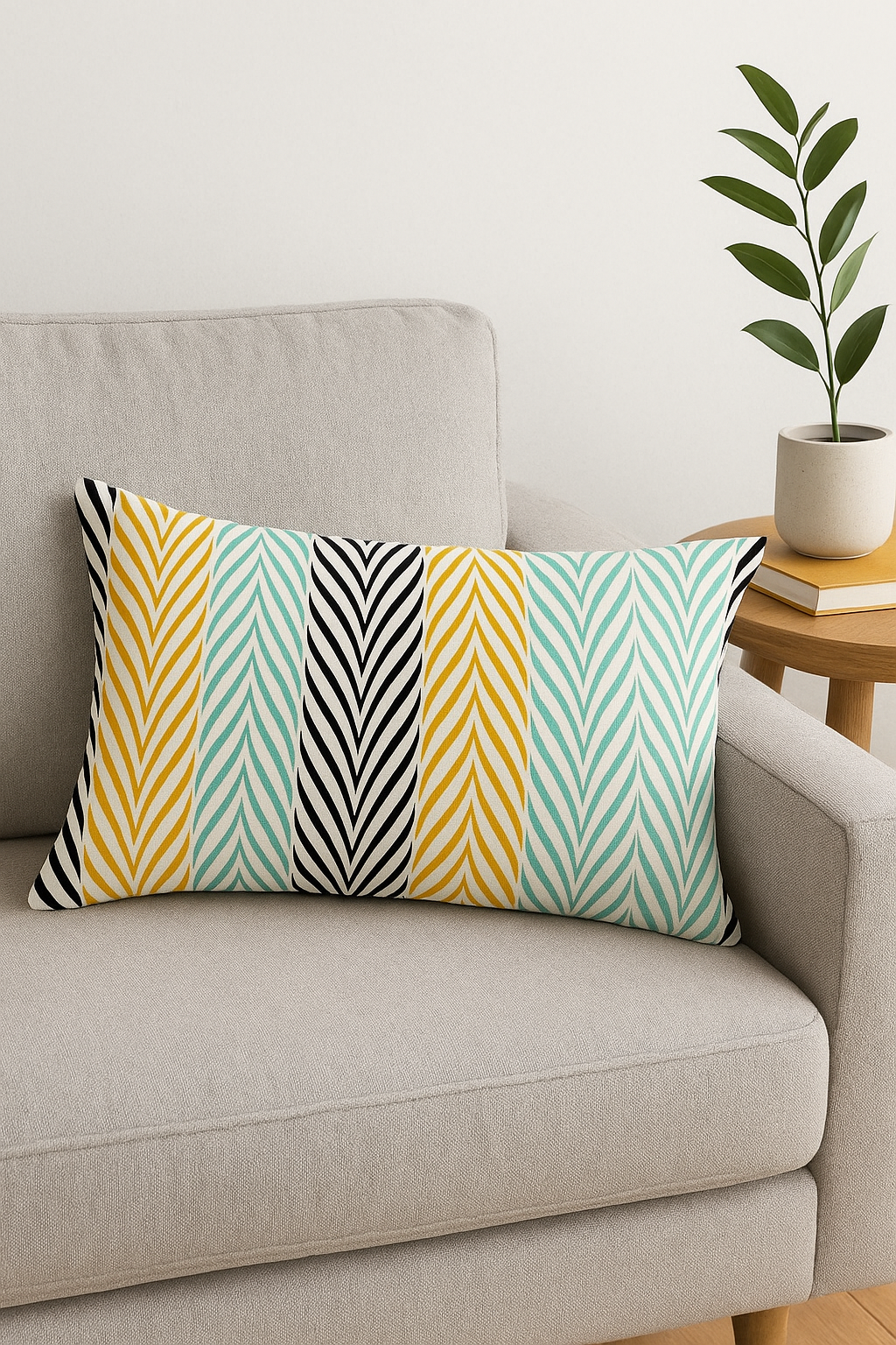 housse de coussin géométrique nordique rayée 30 x 50 cm - vue 3 sur 2