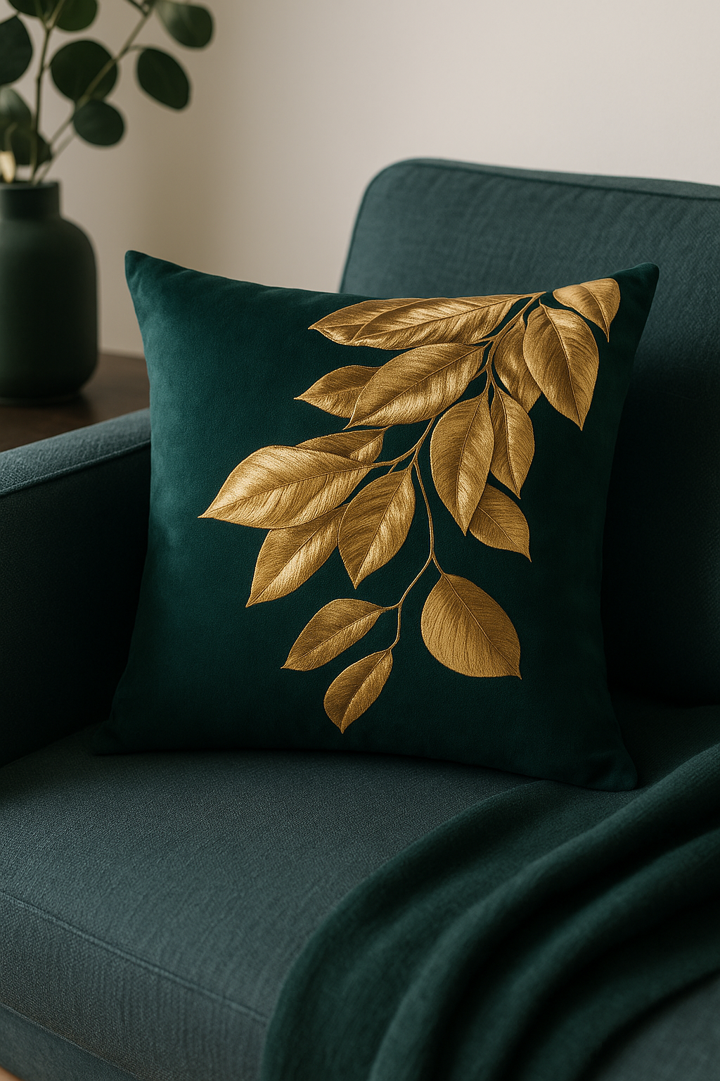 housse de coussin géométrique style ethnique or clair - vue 3 sur 2