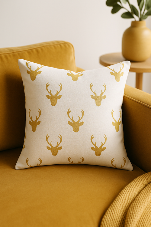 housse de coussin géométrique style ethnique rétro couleur or clair - vue 2 sur 2