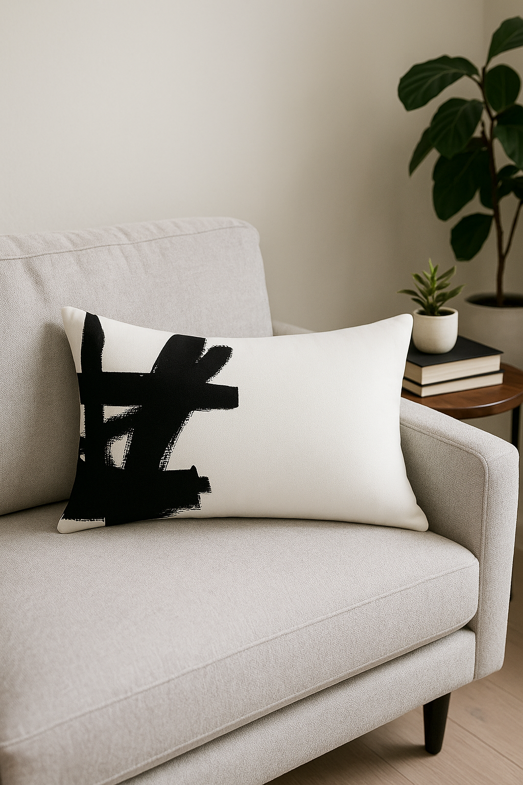 housse de coussin imprimé géométrique noir et blanc décoratif - vue 3 sur 2