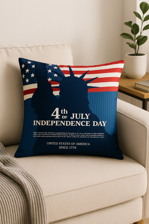 housse de coussin imprimée love usa pour le 4 juillet