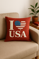 housse de coussin imprimée love usa pour le 4 juillet