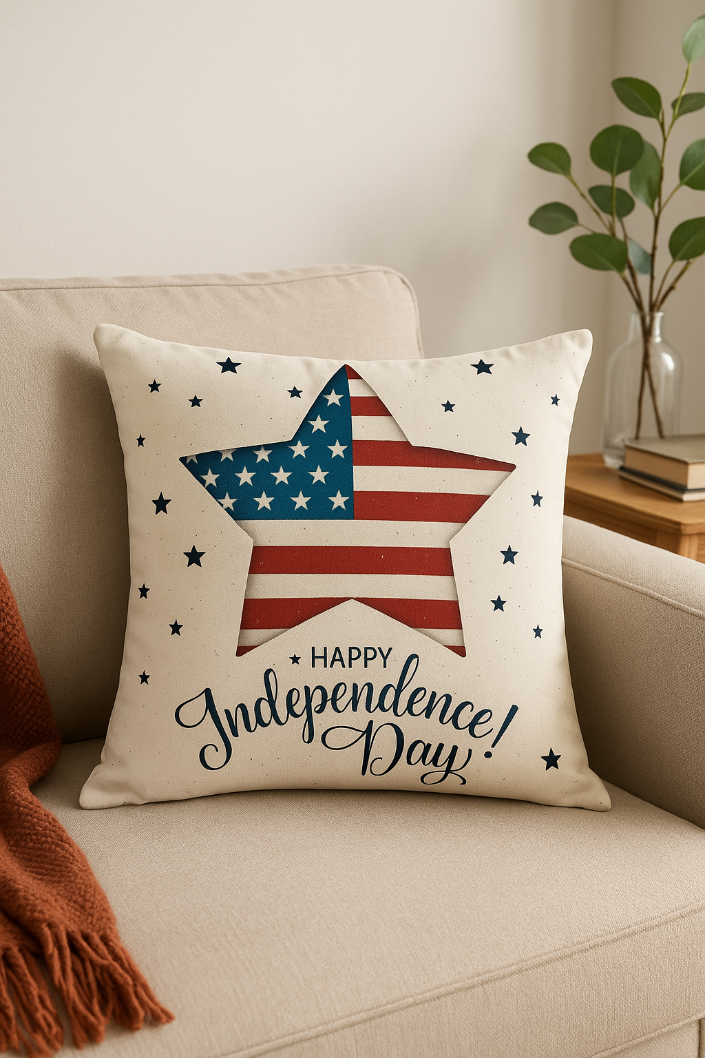 housse de coussin imprimée love usa pour le jour de l'indépendance - vue 3 sur 2