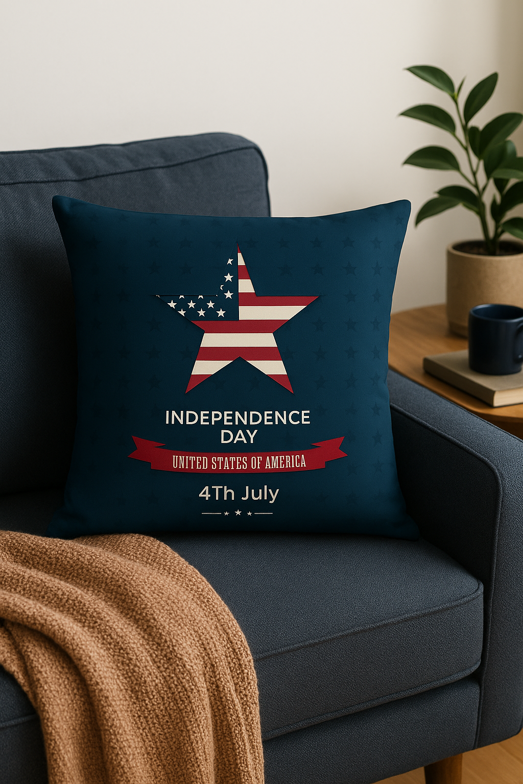 housse de coussin imprimée love usa pour le jour de l'indépendance - vue 3 sur 2