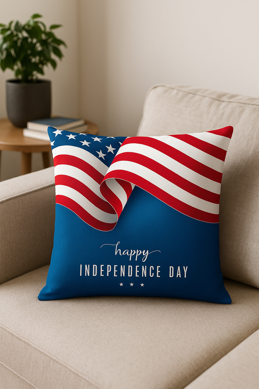 housse de coussin imprimée love usa pour le jour de l'indépendance - vue 3 sur 2