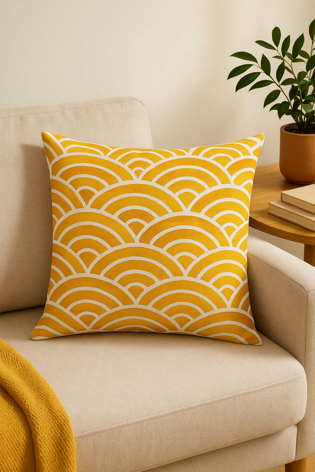 housse de coussin jaune carrée pour décoration intérieure