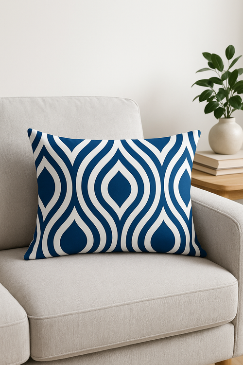 housse de coussin motif animaux marins bleus 30 x 50 cm