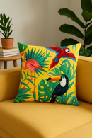 housse de coussin motif cactus monstera et plantes tropicales
