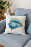 housse de coussin motif coquillage style marin décoratif