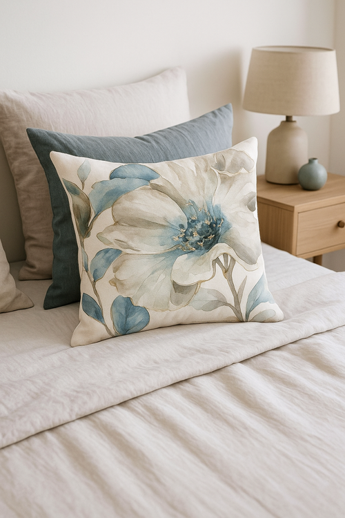housse de coussin motif floral feuilles de ginkgo