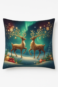 housse de coussin motif père noël et bonshommes de neige décoratifs