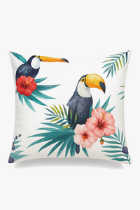 housse de coussin motif perroquet style tropical pour canapé