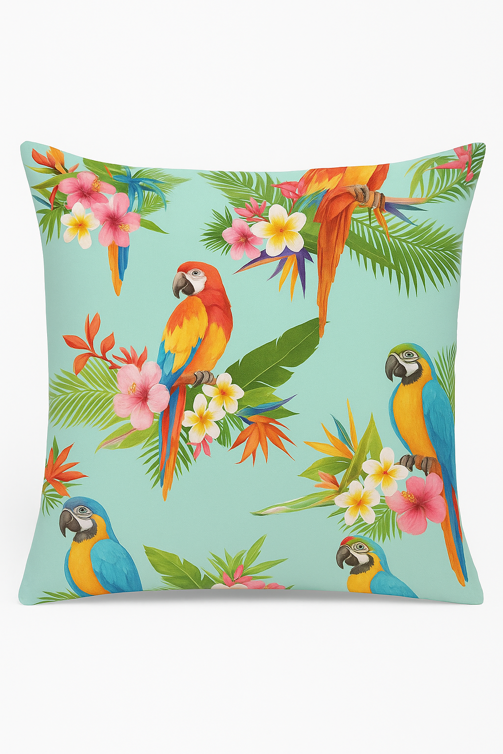 housse de coussin motif perroquet style tropical pour canapé
