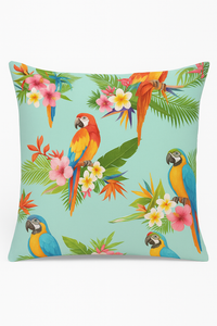housse de coussin motif perroquet style tropical pour canapé