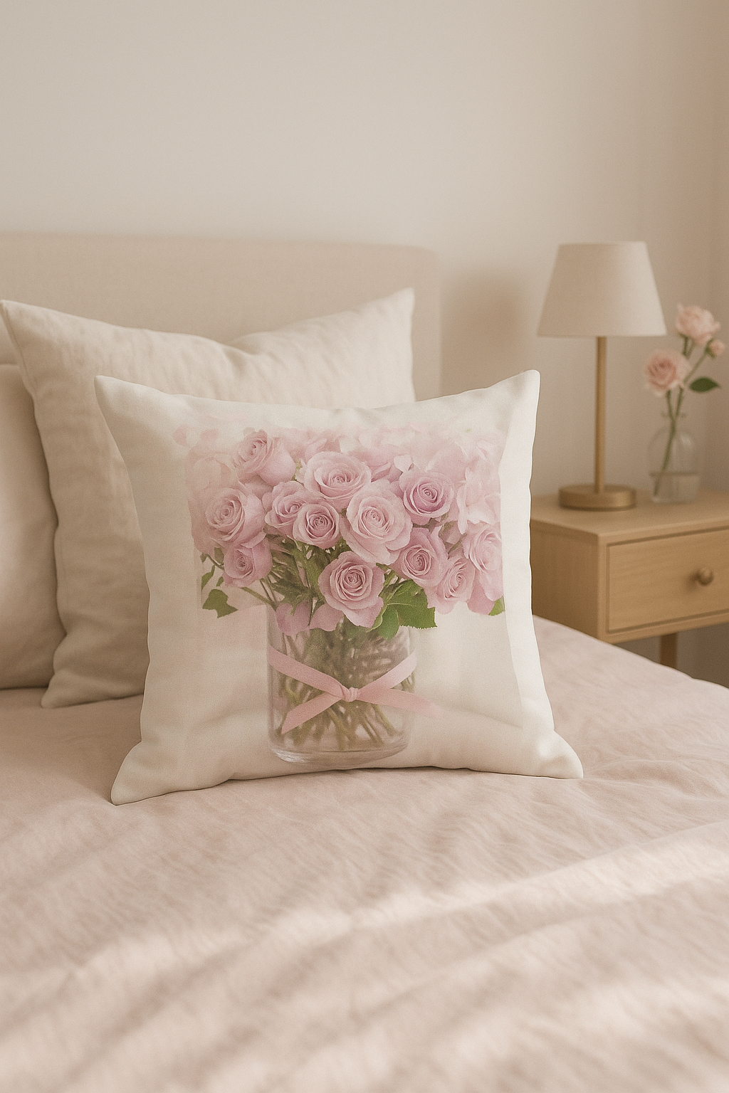 housse de coussin motif rose style nordique élégance pour votre intérieur - vue 3 sur 2