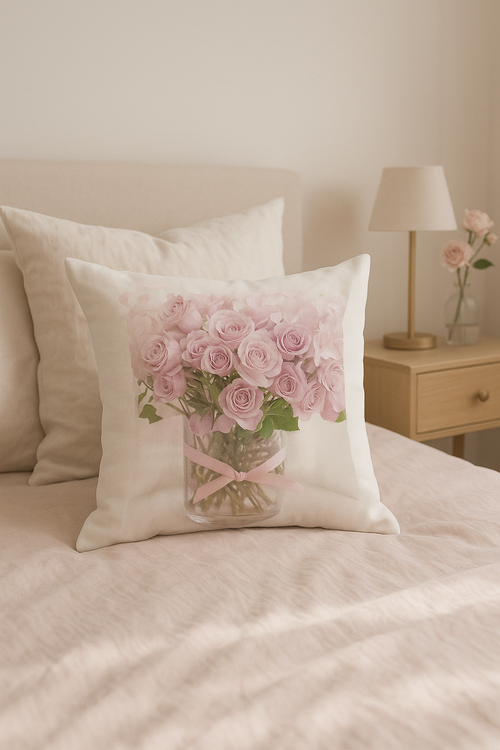 housse de coussin motif rose style nordique élégance pour votre intérieur
