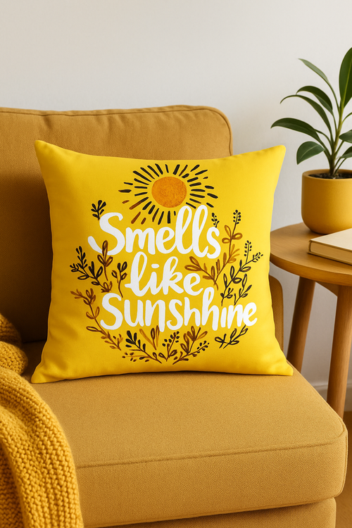 housse de coussin motif tournesol créatif jaune 45x45 cm - vue 2 sur 2