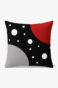 housse de coussin noire et rouge motif géométrique élégant