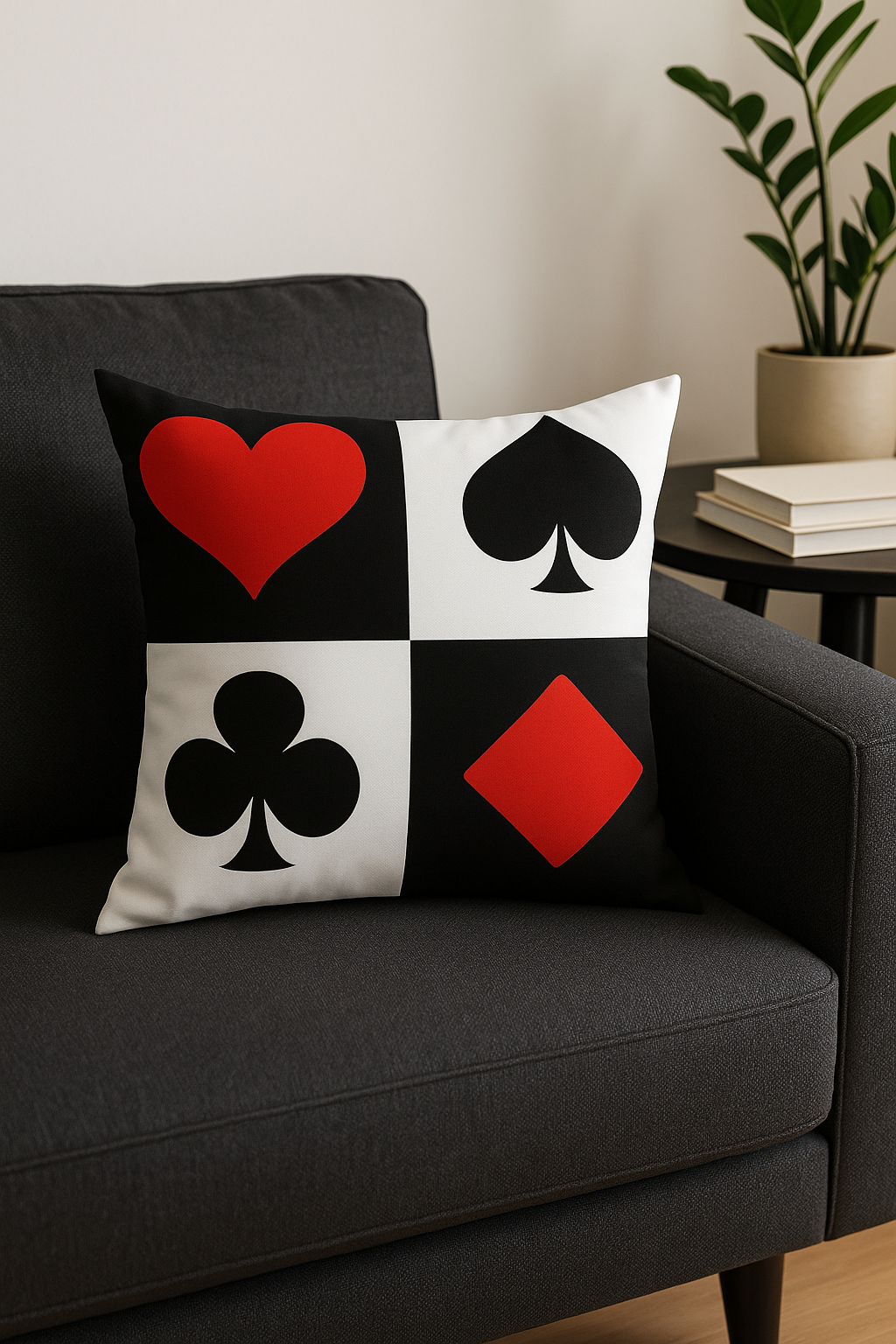 housse de coussin noire et rouge motif géométrique élégant - vue 3 sur 2