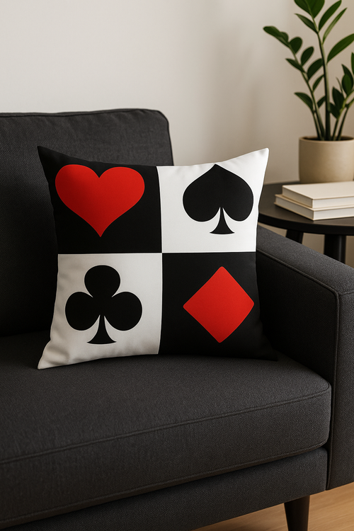 housse de coussin noire et rouge motif géométrique élégant
