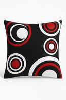 housse de coussin noire et rouge motif géométrique moderne