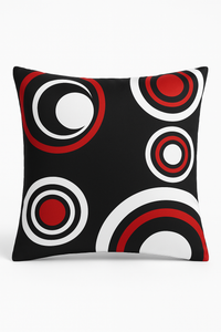 housse de coussin noire et rouge motif géométrique moderne