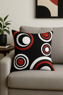 housse de coussin noire et rouge motif géométrique moderne
