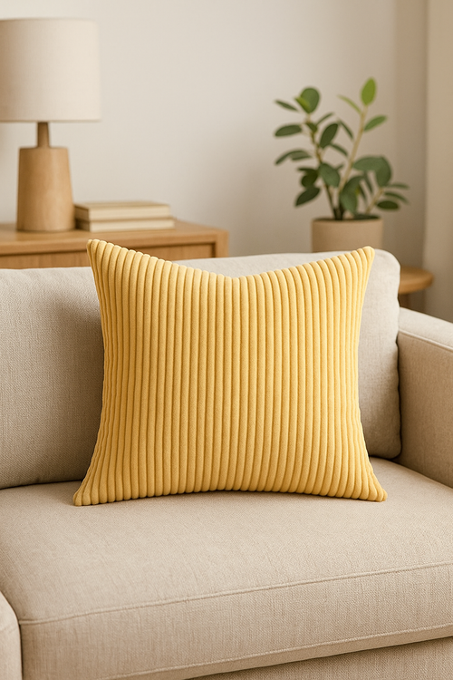 housse de coussin rayée en velours côtelé grande taille personnalisable 65x65 70x70