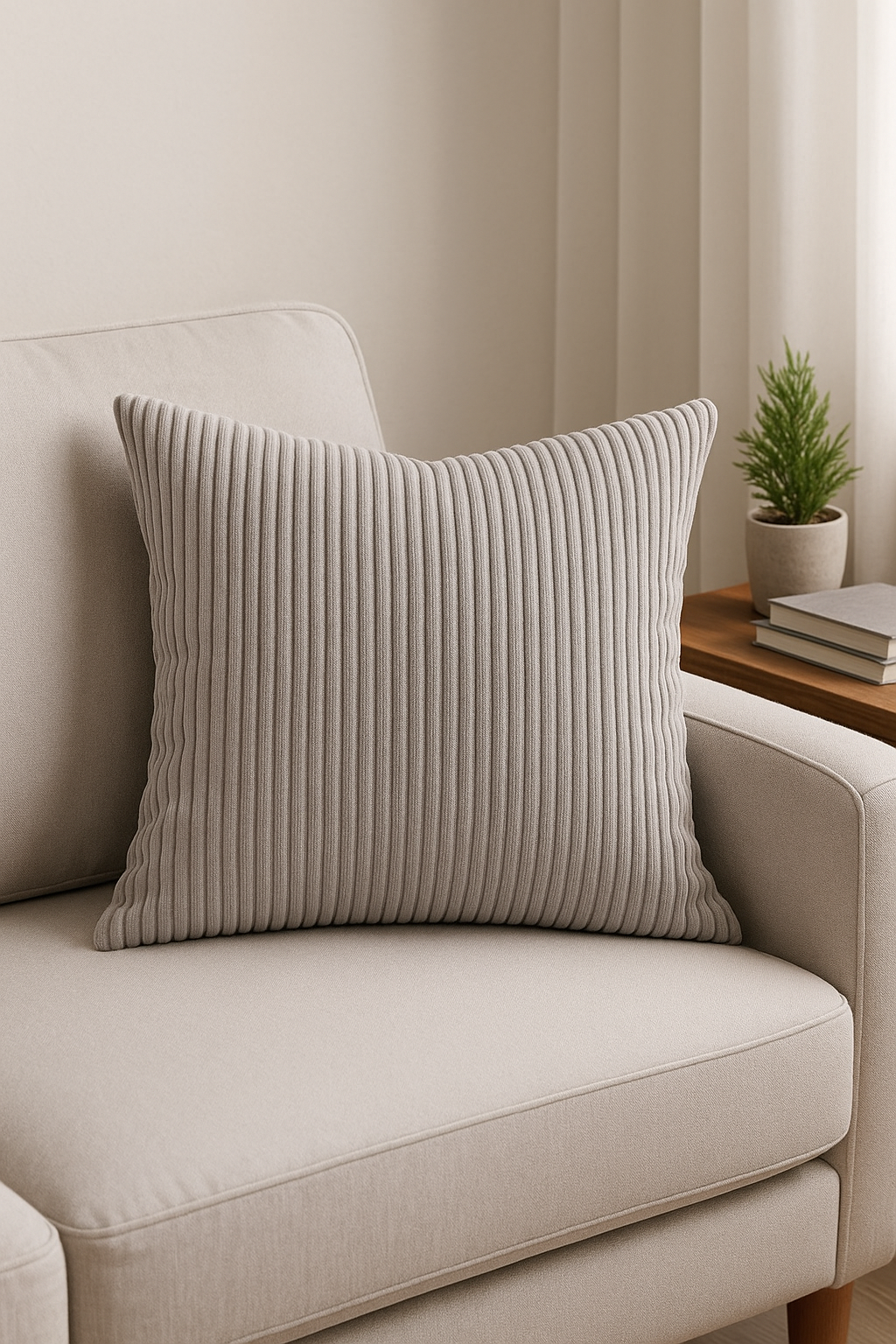 housse de coussin rayée en velours côtelé personnalisable grand format - vue 3 sur 2