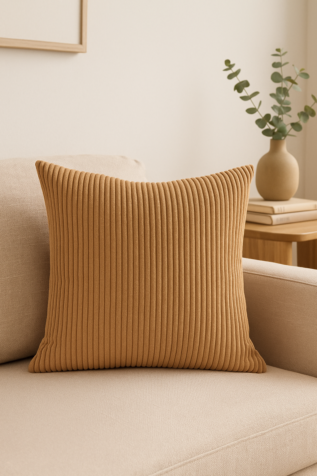 housse de coussin rayée en velours côtelé personnalisable grande taille
