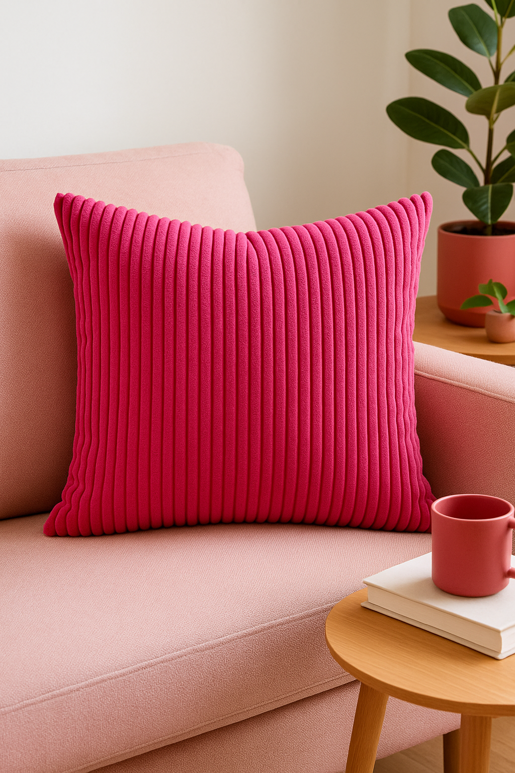 housse de coussin rayée en velours côtelé personnalisée grande taille - vue 3 sur 2