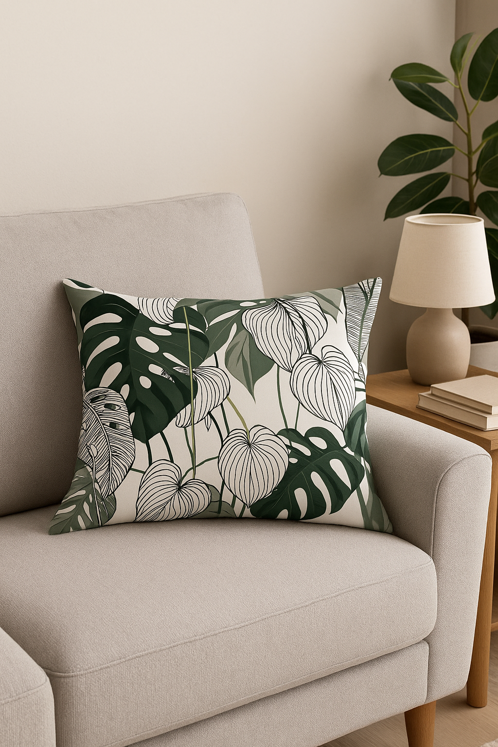 housse de coussin rectangulaire à motif fleurs tropicales 30 x 50 cm - vue 2 sur 2