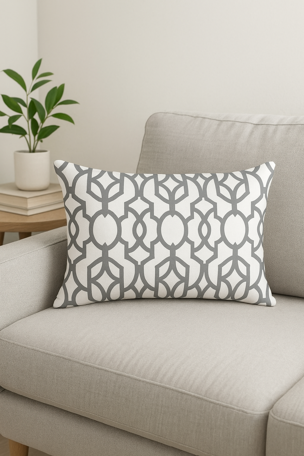 housse de coussin rectangulaire géométrique gris décoratif pour intérieur - vue 2 sur 2