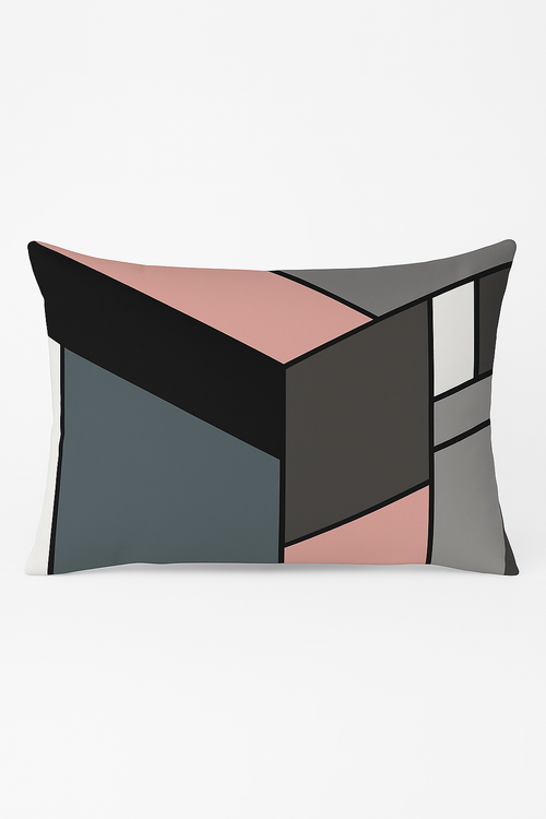 housse de coussin rectangulaire géométrique jaune et rouge 30 x 50 cm