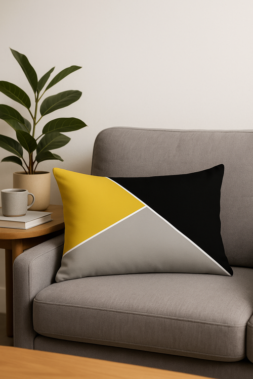 housse de coussin rectangulaire géométrique jaune rouge 30 x 50 cm