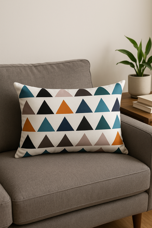 housse de coussin rectangulaire géométrique nordique colorée 30x50 cm - vue 2 sur 2