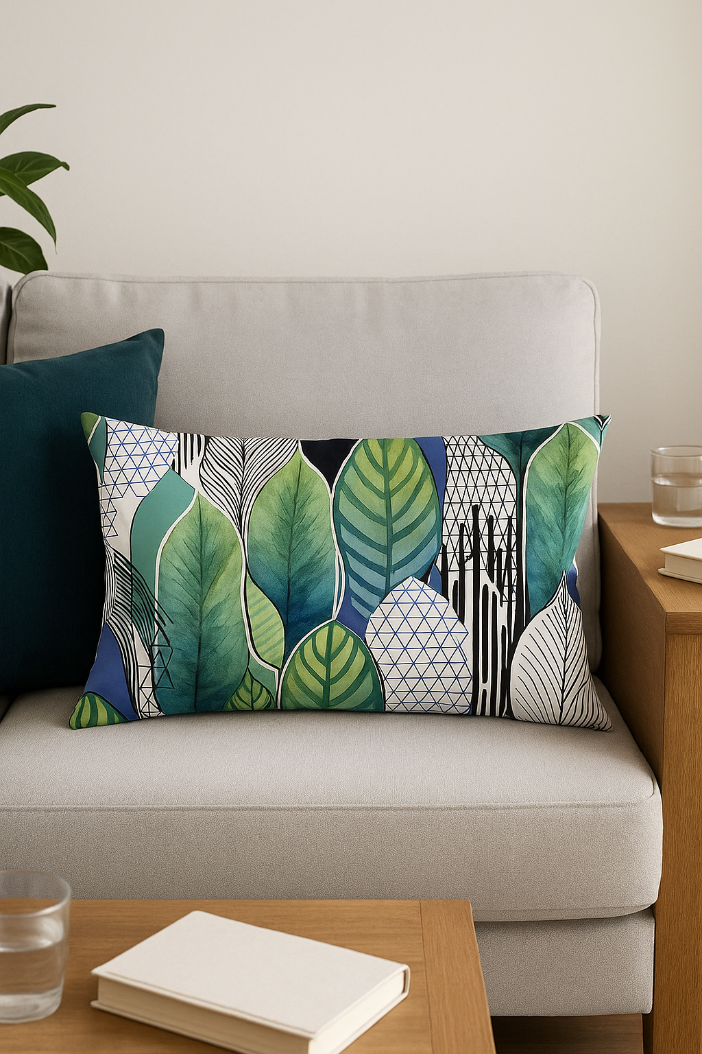 housse de coussin rectangulaire motif fleurs tropicales 30x50 cm - vue 3 sur 2