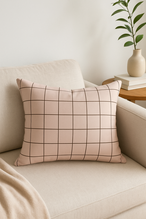 housse de coussin rectangulaire motif géométrique arc-en-ciel et végétal - vue 3 sur 2