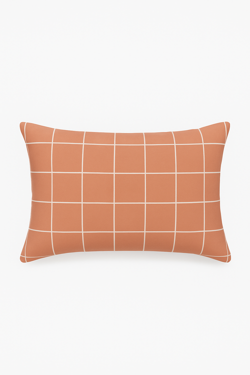 housse de coussin rectangulaire motif géométrique arc-en-ciel et végétal